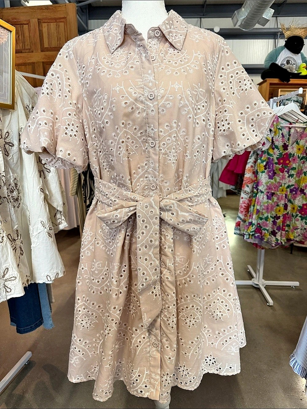 Sam Edelman Embroidered Mini Dress in Blush Pink